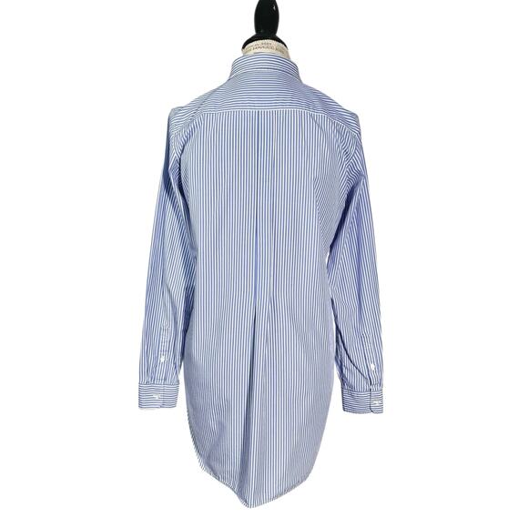 Uniqlo | Women | Blue Stripe Cotton Poplin Casual LS Button Up Shirt | Medium - Picture 3 of 11